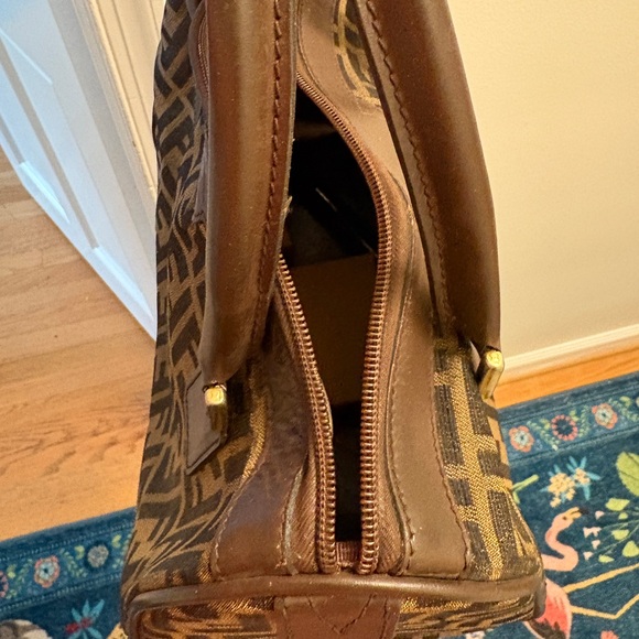 Fendi Brown and Tan Logo Boston Bag - Picture 6 of 11